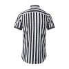 Summer Xinyi short-sleeved shirt, striped narcissus printed butterfly logo men's slim-fitting top factory direct sales Application Scenario